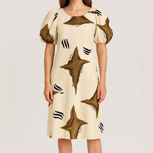 Vintage 100% Silk Nicole LTD Puff Sleeve Dress